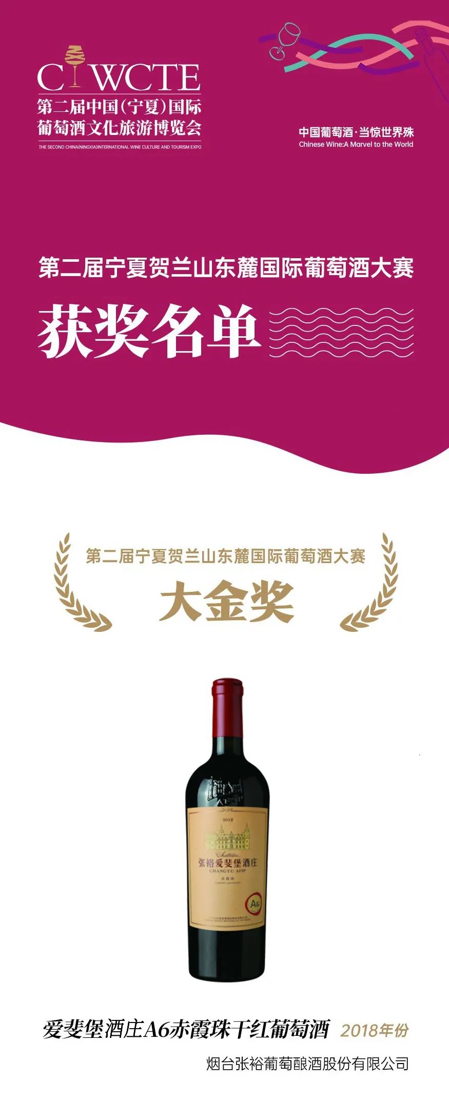 张裕斩获中国（宁夏）国际葡萄酒大赛10枚奖牌